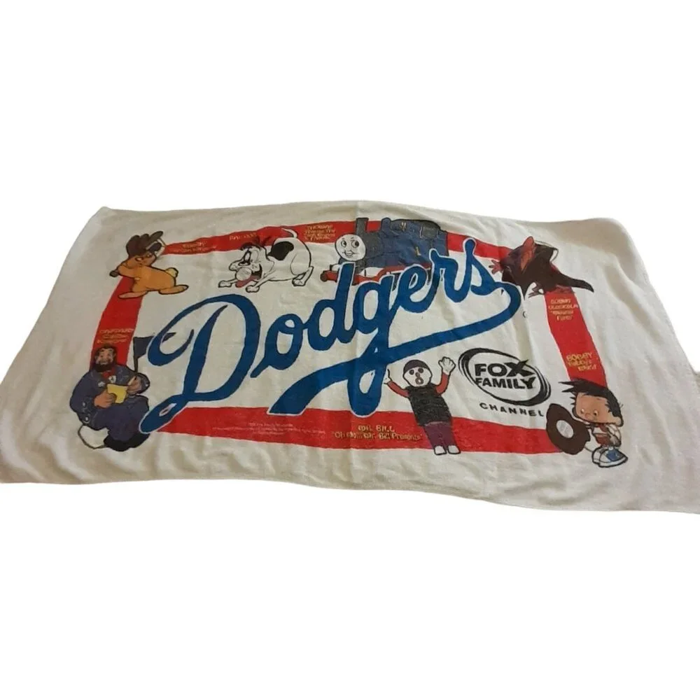Vintage Beach Towel Dodgers Fox Family Cartoon TV Programming 54